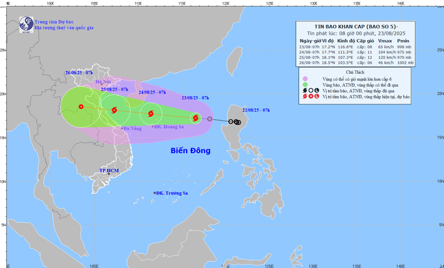 Cập nhật TIN BÃO KHẨN CẤP (BÃO SỐ 5 - KAJIKI) và các chỉ đạo ứng phó- Ảnh 1.